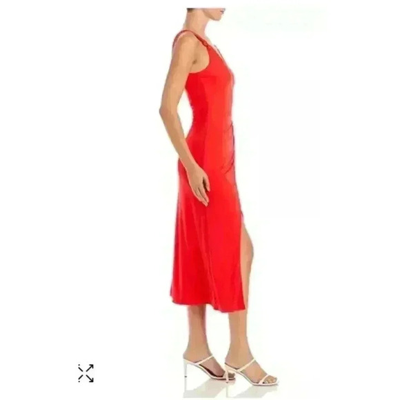 NWT Cinq à Sept Delia Sleeveless Faux Wrap Dress Women's 6 Red Chili Peppers - Picture 6 of 15
